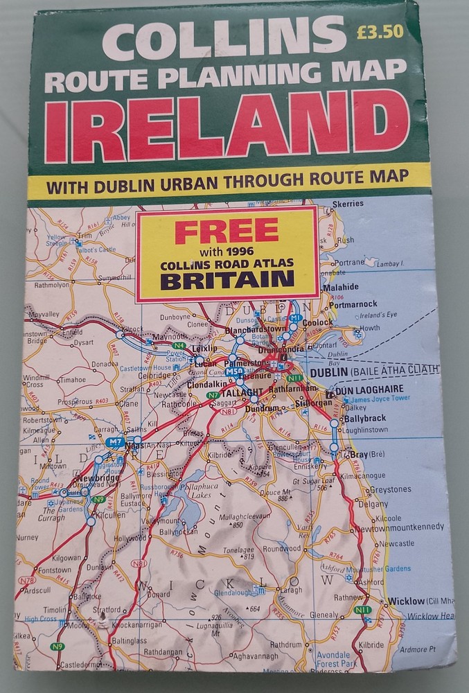 MAP of IRELAND Collins Route Planning Colour Map 1995 / 1996