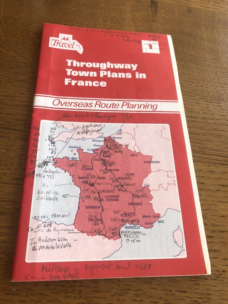 Vintage AA 1981 Throughway Town Plans Map Of France
