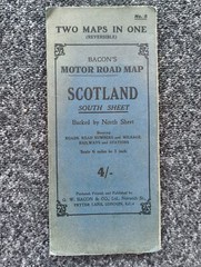BACON’S MOTOR ROAD MAP No 5 – Scotland North/South [TWO MAPS IN ONE] circa 1930