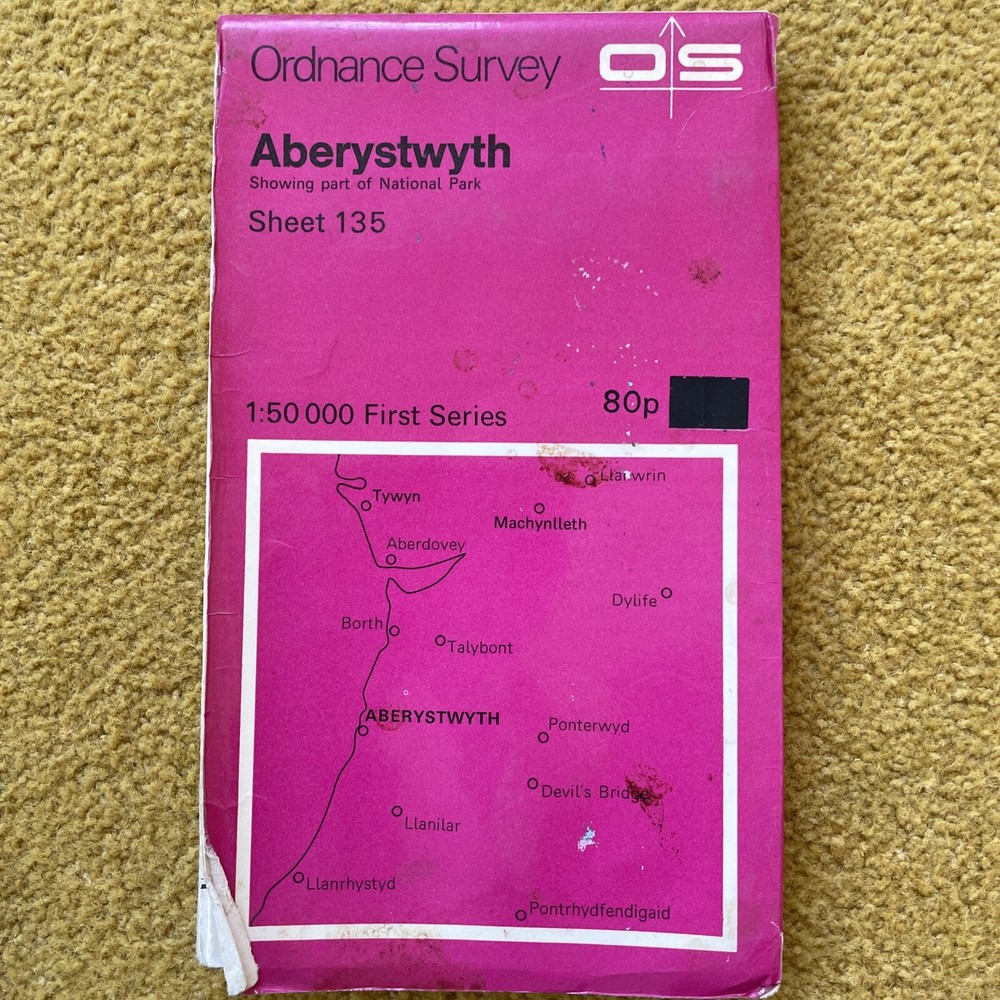 Aberystwyth/Tywtn/Aberdyfi/Borth OS 135 Landranger Sheet Map Folded 1974