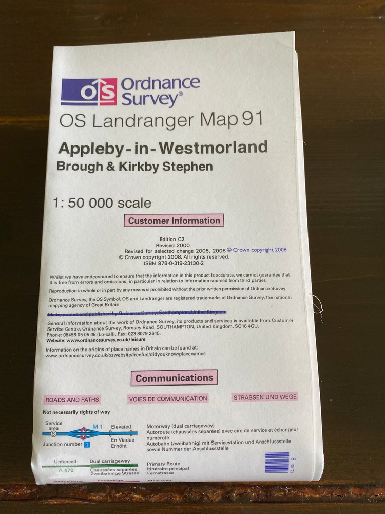 OS Landranger Appleby-in-Westmorland Laminated Map 91 – Ordnance Survey 91