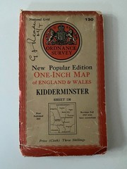 OS Ordnance Survey One Inch Cloth Map-Kidderminster-Sheet 130 1947-VG