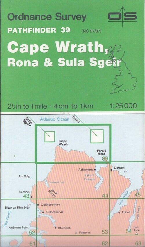 Ordnance Survey (OS) Map 1:25,000 Pathfinder Sheet NC 27/37 Cape Wrath