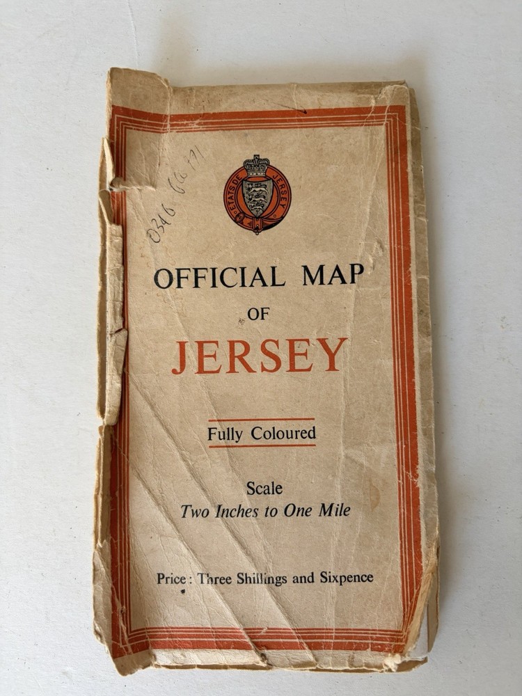 Vintage Official Map of Jersey BKS Air Survey Fold Out Tourist Map Original