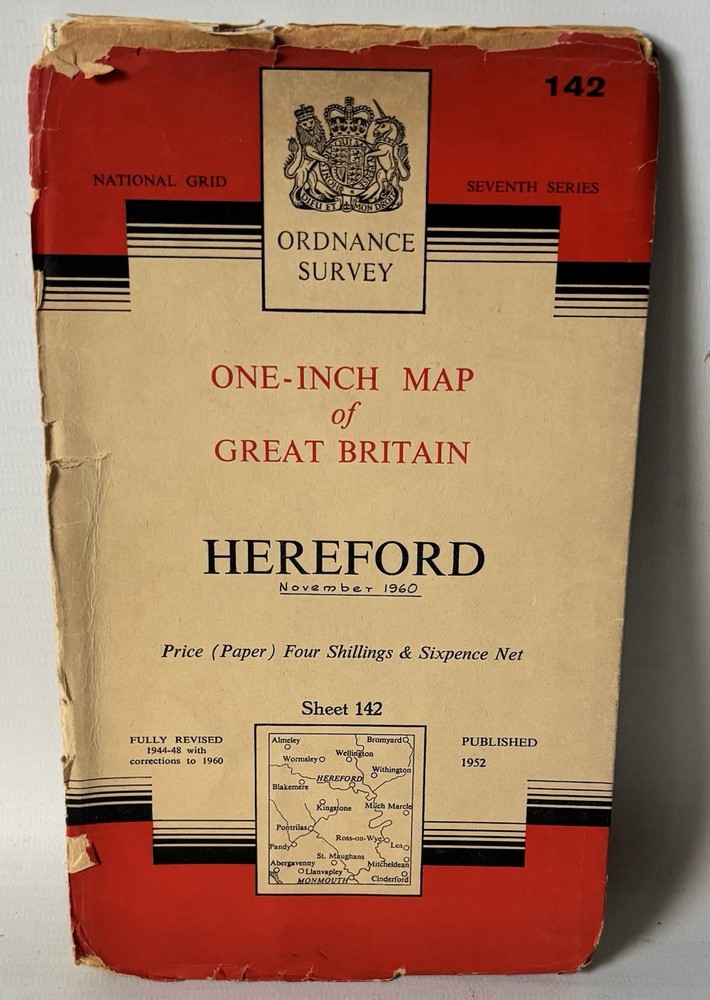Ordnance Survey One Inch Map – Hereford – Sheet 142 – 1960
