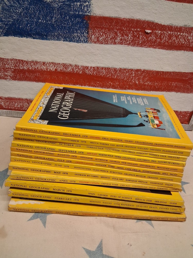 1978 National Geographic Magazine Full Year ~ 12 Issues ~ Good Condition