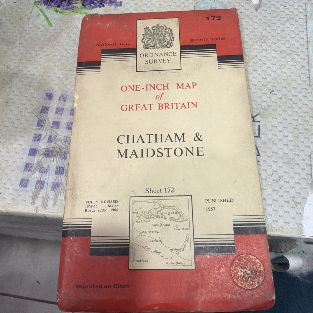 CHATHAM & MAIDSTONE Sheet 172 1957 CLOTH Seventh Series Ordnance Survey 1 In Map
