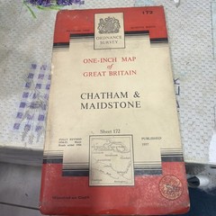 CHATHAM & MAIDSTONE Sheet 172 1957 CLOTH Seventh Series Ordnance Survey 1 In Map
