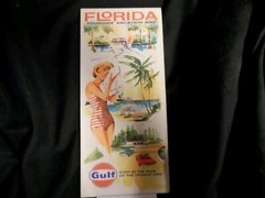 Vintage Map Gulf 1967 Florida & Puerto Rico Tour guide Vacation Map (Used)