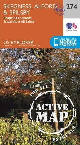 Skegness, Alford and Spilsby (Map) OS Explorer Active Map (UK IMPORT)
