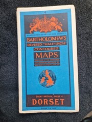 (1960) Bartholomew’s vtg Half Inch Contoured Map Dorset ( Yeovil & Weymouth