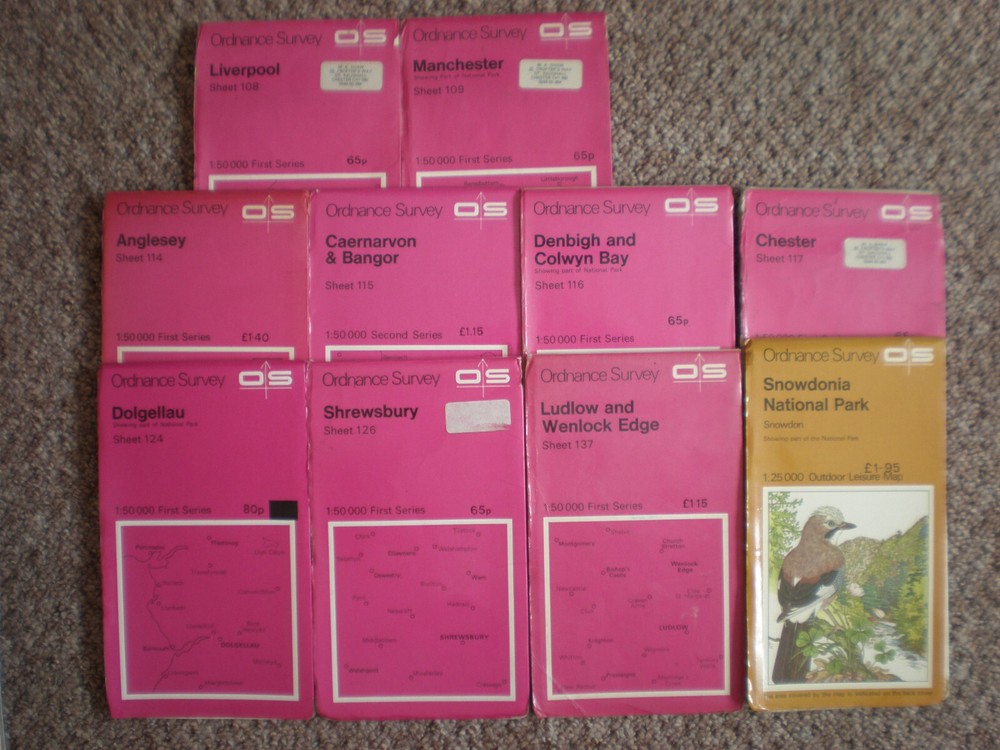 NORTH & MID WALES SNOWDON LANDRANGER OS ORDNANCE SURVEY MAPS JOB LOT BUNDLE SET