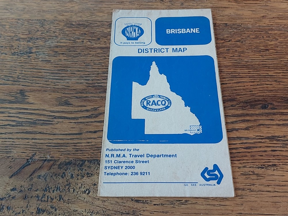 NRMA Brisbane District Map, Vintage folded map