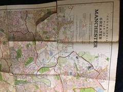 GEOGRAPHIA GREATER MANCHESTER VINTAGE 1940’s HRDCVR COLOUR MAP SALFORD STRETFORD