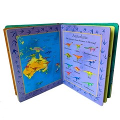 Usborne Dinosaur Jigsaw Puzzle Book Atlas Continents with Discovered Dinosaurs