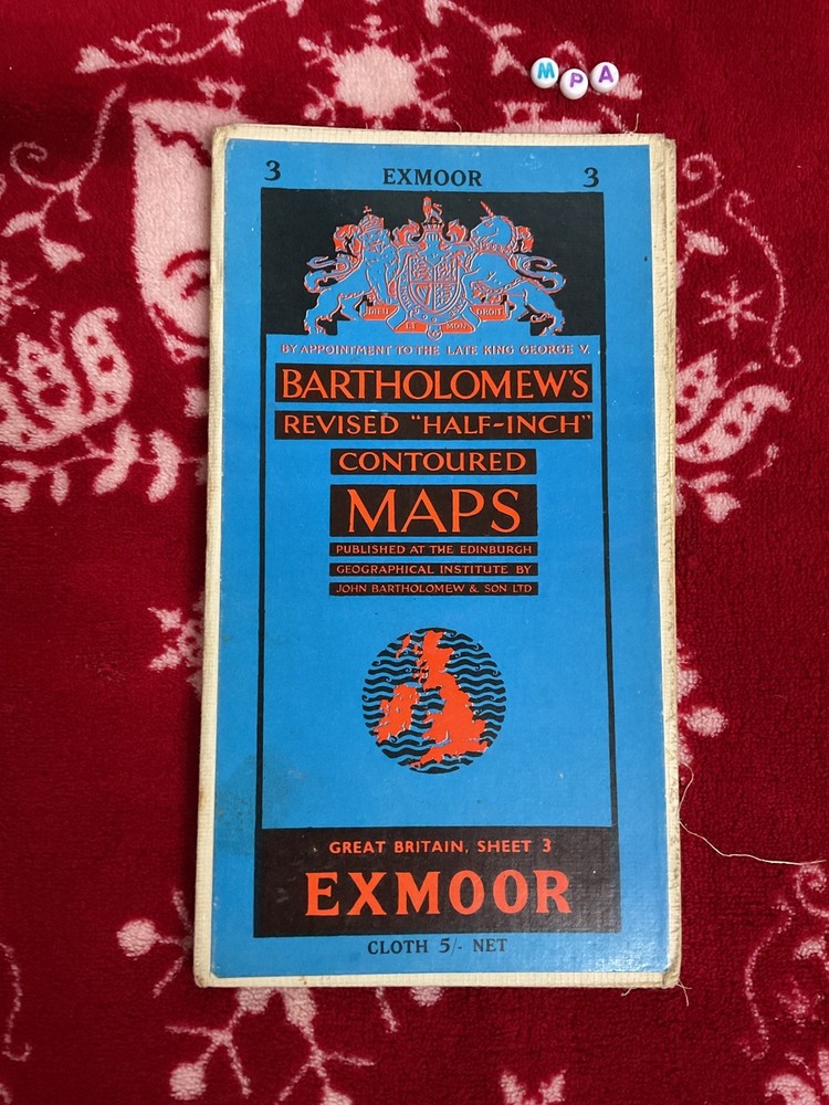 Vintage Bartholowmew’s Half-Inch Contoured Map- RARE EXMOOR