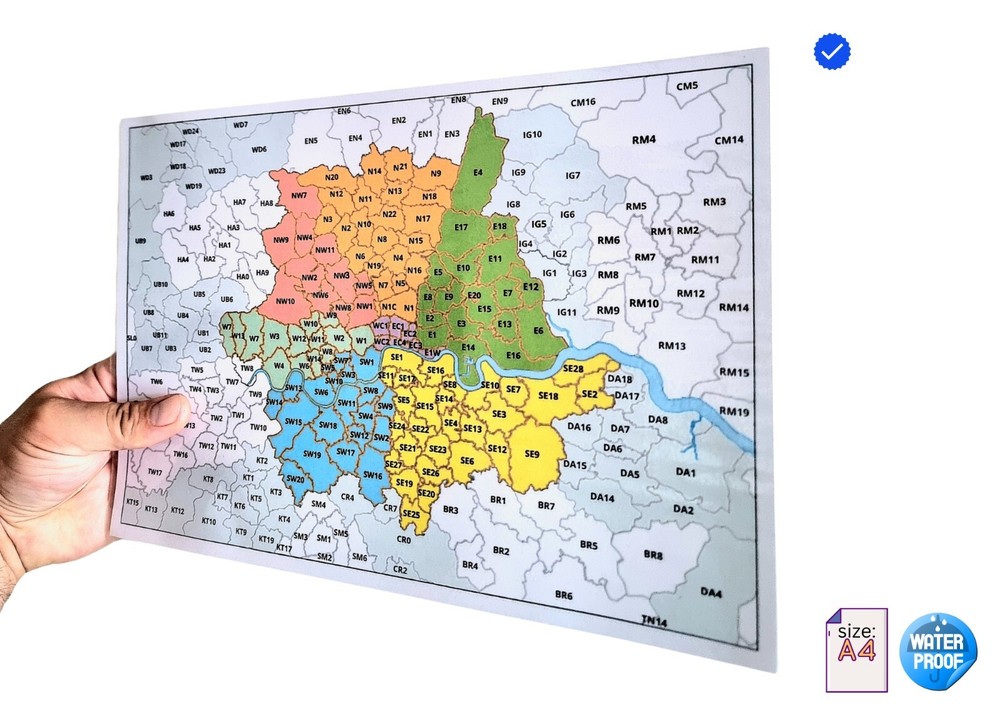 A-Z London District Postcode Map Atlas (A4 Size) London Borough Map