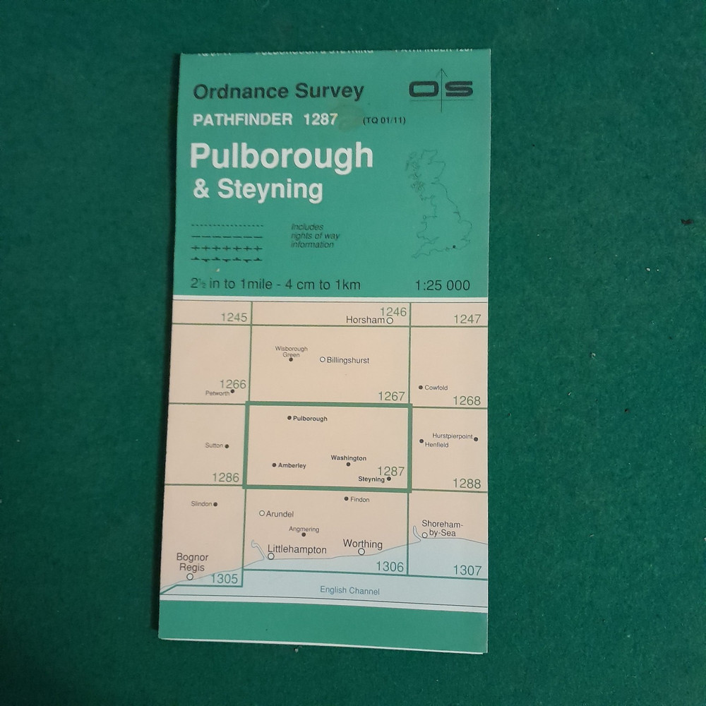 OS PATHFINDER 1287 PULBOROUGH & STEYNING WALKERS MAP 1:25 000 SCALE