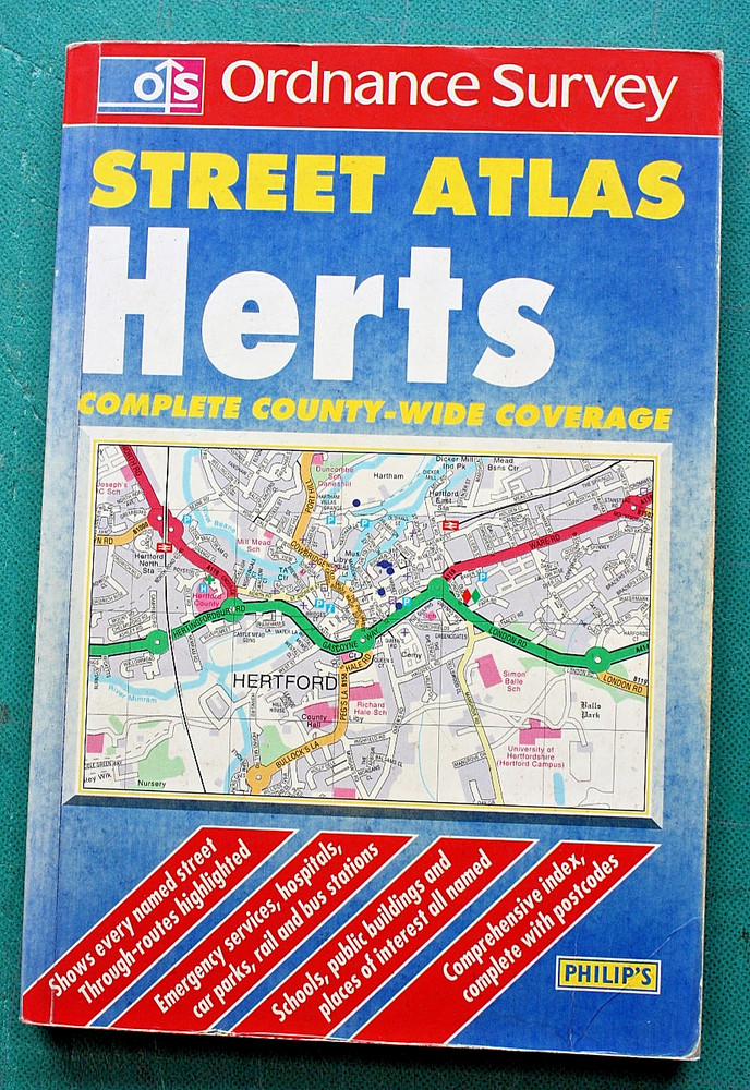 HERTFORDSHIRE PHILIPS Ordnance Survey STREET ATLAS – P/B Inc Stevenage Watford