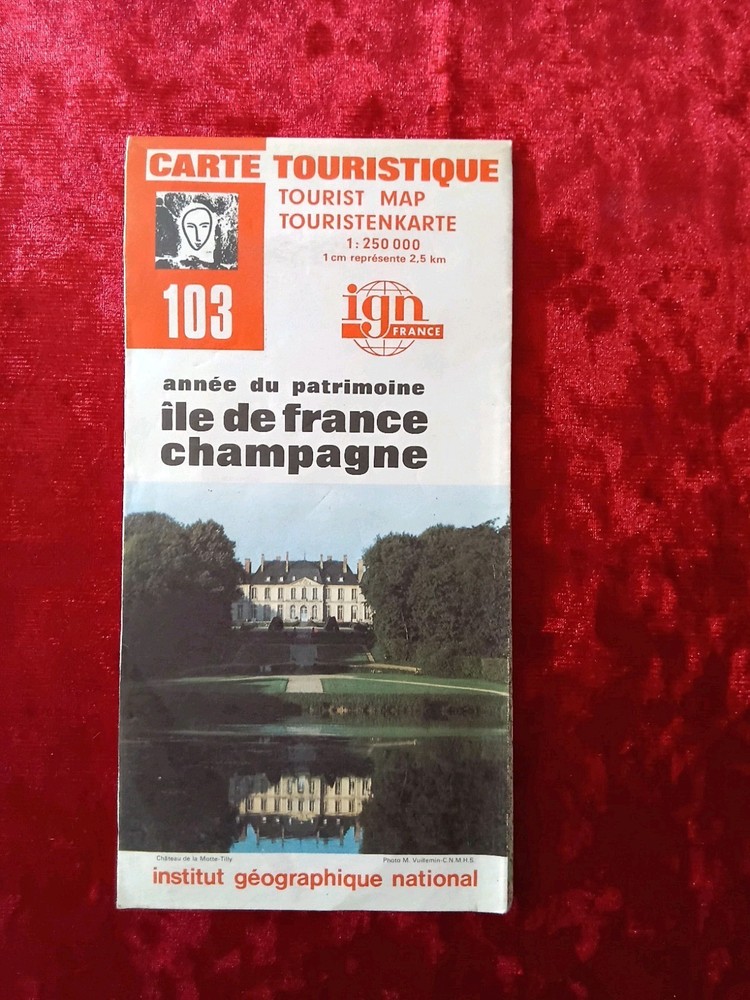 IGN France Carte Touristique 103 Île-de-France Champagne Map Vintage 1980s
