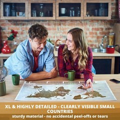 Extra Large Laminated Scratch Off World Map Premium Gold Travel Poster XL Map