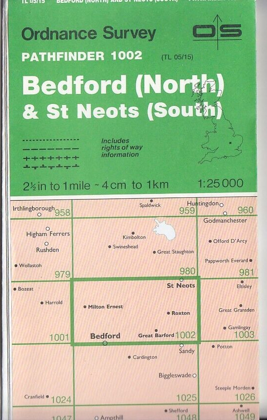 Ordnance Survey OS 1:25,000 Pathfinder Map Sheet TL 05/15 Bedford (N) & St Neots