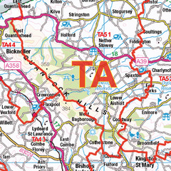 (G32) Map of Taunton TA Postcode Sectors, Poster of Taunton Postcodes