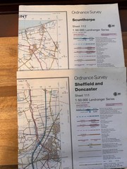 Ordnance Survey Landranger Maps 111 & 112 Power Line Obstruction Overprint 1994