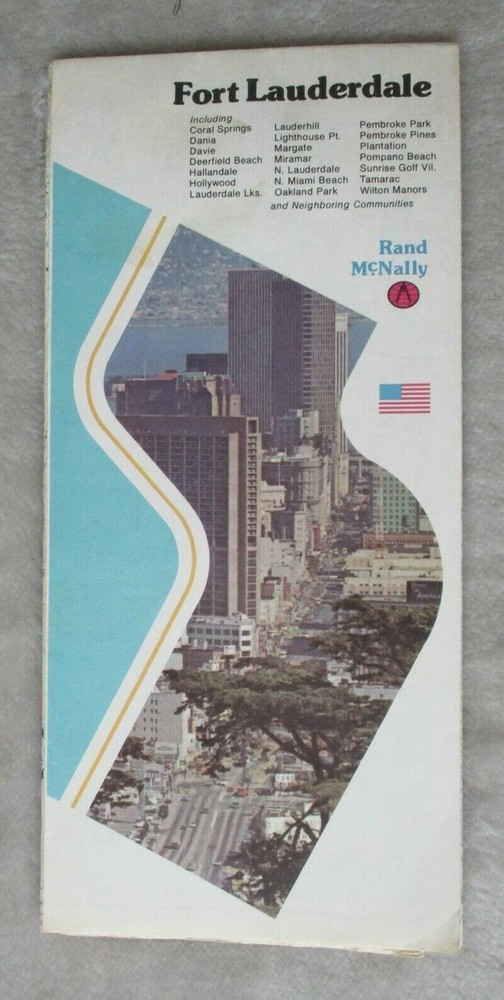 Vintage Rand McNally Folding Map: Fort Lauderdale and Vicinity 1980