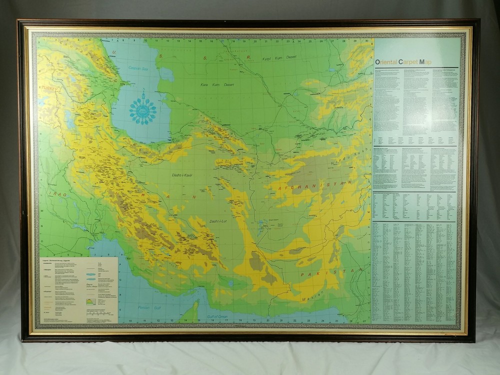Original 1975 Oriental Carpet Map – Huge Retailers Display Map – 130cm x 91cm