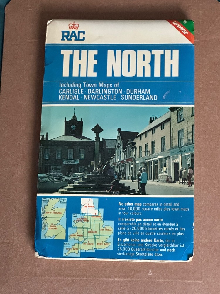 1970’s approx RAC Map 3 miles to 1 inch of North England 9