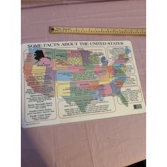 Map United States Laminated Placemat Education Homeschool 17×12″ Poster Capitals