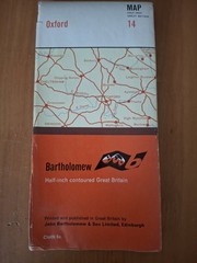 Bartholomew Map Half-incH Great-Britain OXFORD No.14 On Cloth