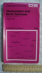 1974 OS first series map Sheet 191 Okehampton & North Dartmoor part National Pk