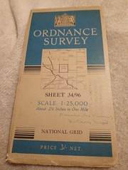 Ordnance Survey 2 1/2 Inch Cloth Map – Sheet 34/87- 1948 Bordley/ Threshfield
