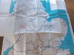 Vintage Fold Out Wall Map of England Stanford’s Inland cruising for Large Craft