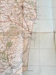 1933 Ordnance Survey One Inch Contoured Road Cloth Map 87 Ipswich (inc Aldeburgh