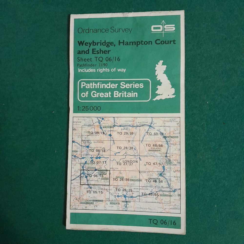 OS PATHFINDER SHEET TQ 06/16 WEYBRIDGE , HAMPTON COURT & ESHER MAP 1:25 000