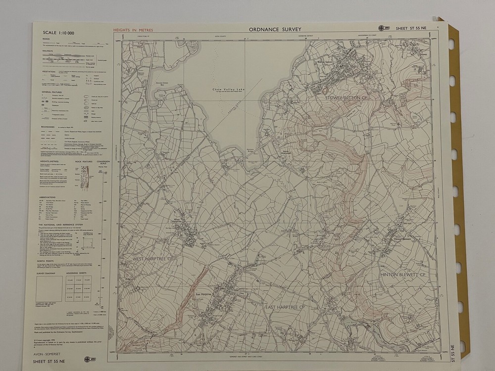 OS, 6 Inches to 1 Mile Map, sheet ST 55 NE, Somerset, West Harptree area, 1992