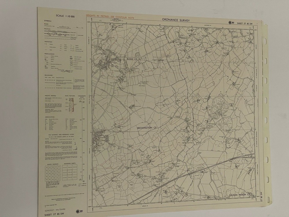 OS, 6 Inch to 1 Mile Map, sheet ST 85 SW, Somerset, Rode area, 1973