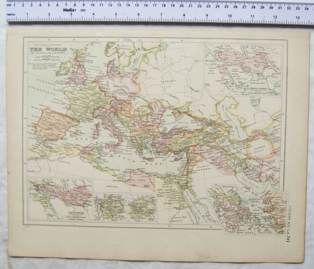 Vintage: Bacons engraved map Sheet 50 The Ancient World