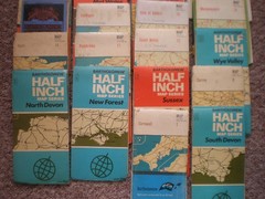 WALES ENGLAND SOME CLOTH BARTHOLOMEW MAPS HALF-INCH CONTOURED OS LOT BUNDLE SET