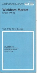 Ordnance Survey (OS) 1:25,000 First Series Map Sheet TM 35 Wickham Market