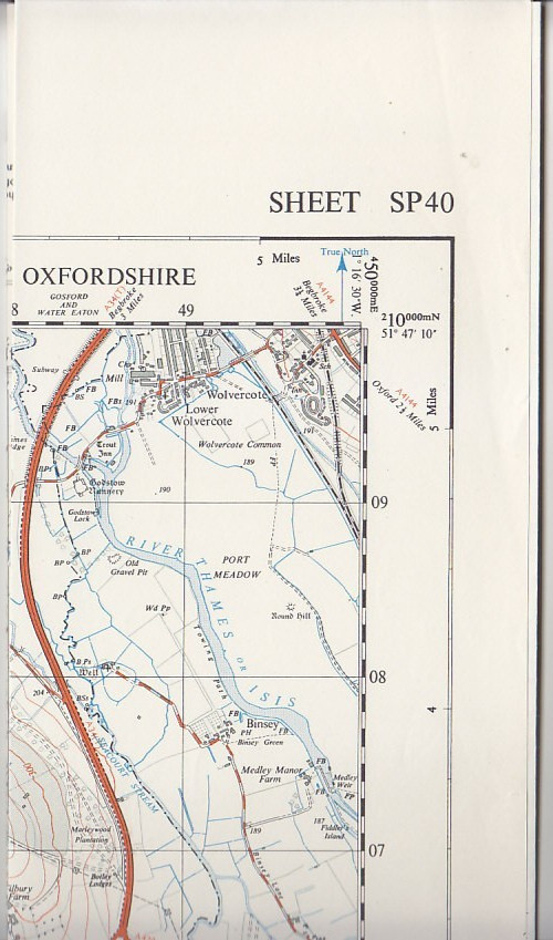 Ordnance Survey 1:25,000 First Series Map Sheet SP 40 Oxford (West)
