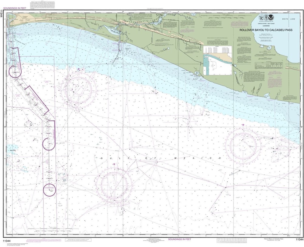 Rollover Bayou to Calcasieu Pass | Waterproof NOAA Chart 11344