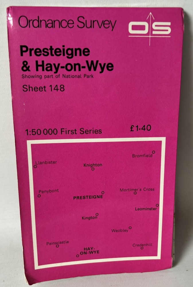Ordnance Survey 1:50,000 Map – Presteigne & Hay-on-Wye – Sheet 148 – 1974