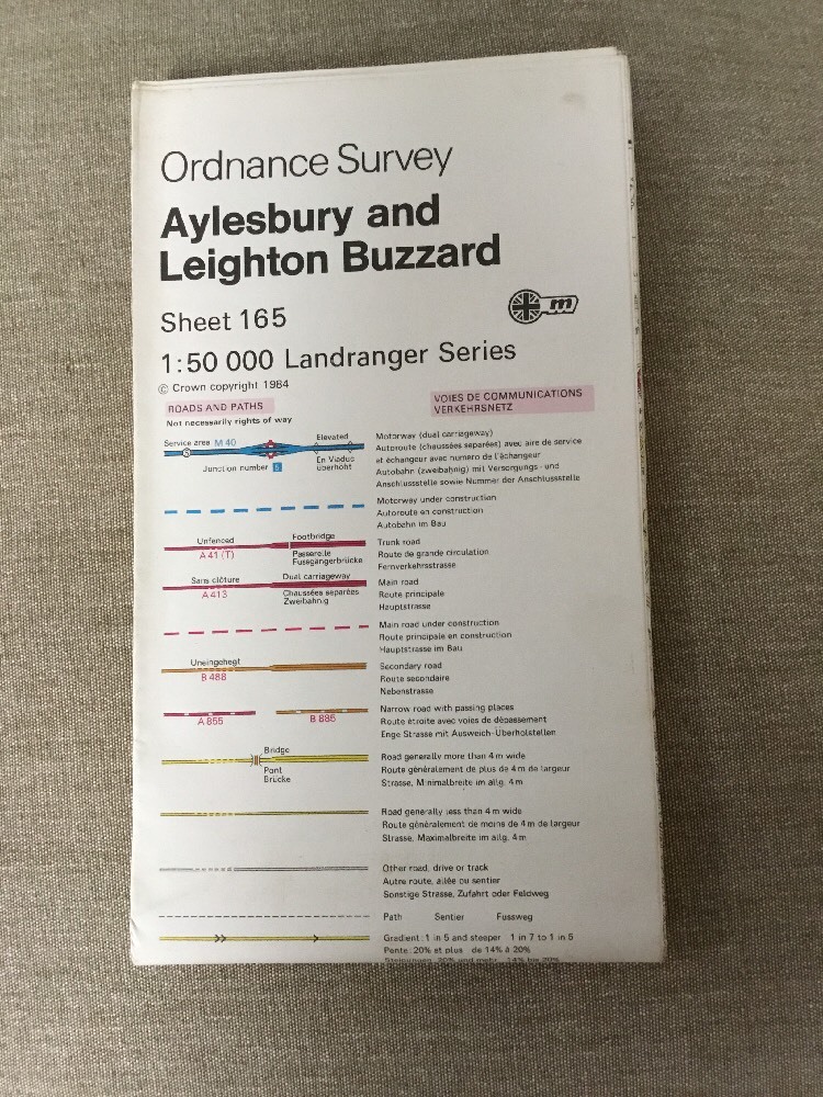 1985 Ordnance Survey Landranger Map 165 Aylesbury And Leighton Buzzard
