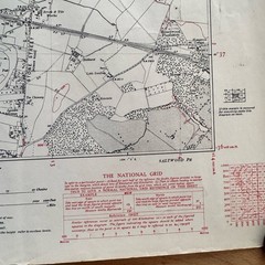 Vintage Map Sheet Lympne Kent 1938 On “War Substitute Paper”