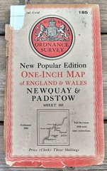 Ordnance Survey One-Inch Map 185 NEWQUAY & PADSTOW Popular 6th Edition 1946