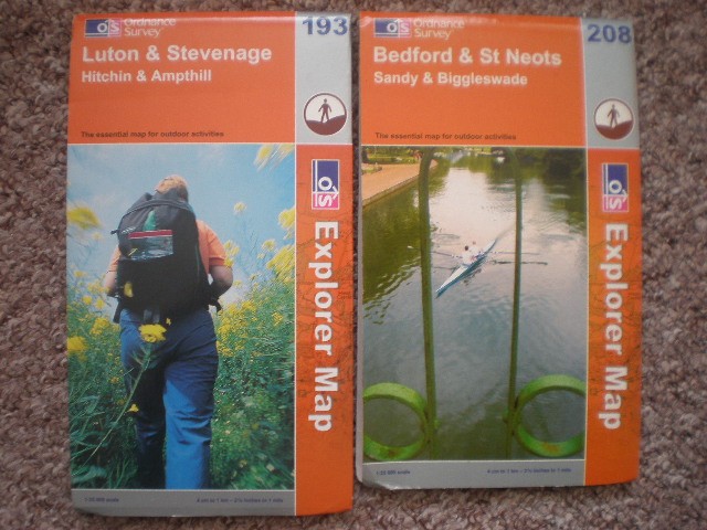 193 208 BEDFORD, ST NEOTS, LUTON, STEVENAGE LOT EXPLORER ORDNANCE SURVEY MAPS OS